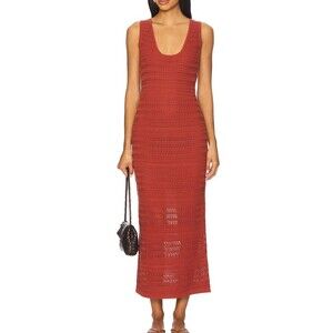 Nation LTD Carrer Dress XS Rust Red Pima Cotton Knit Sleeveless Maxi Sweater